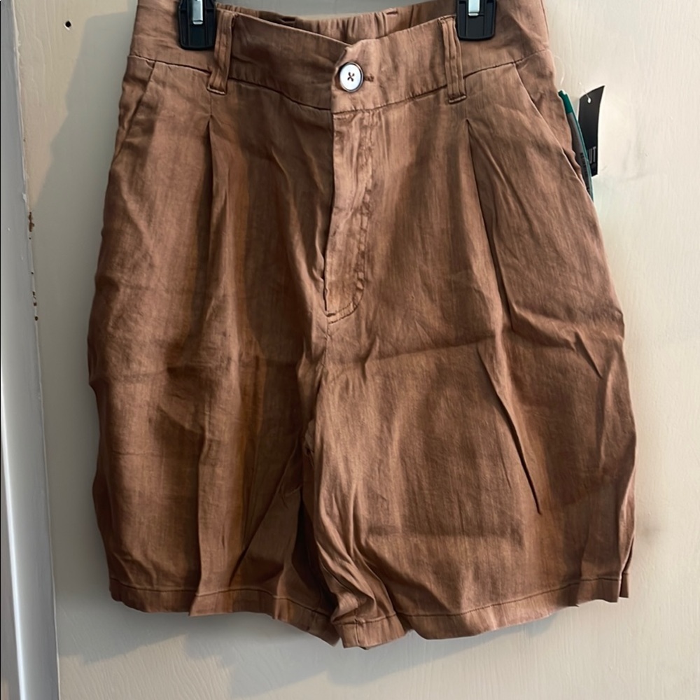 Kut from the Kloth Brown Bermuda  Nicolette - Line Shorts with Pleats